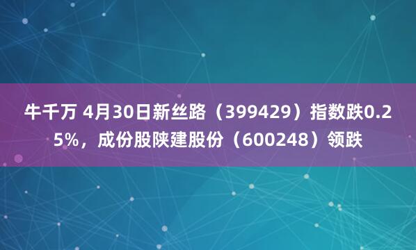 牛千万 4月30日新丝路（399429）指数跌0.25%，成份股陕建股份（600248）领跌